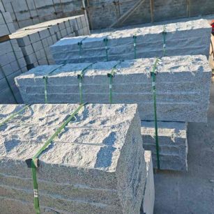 甘肃芝麻白自然面整石 坐凳