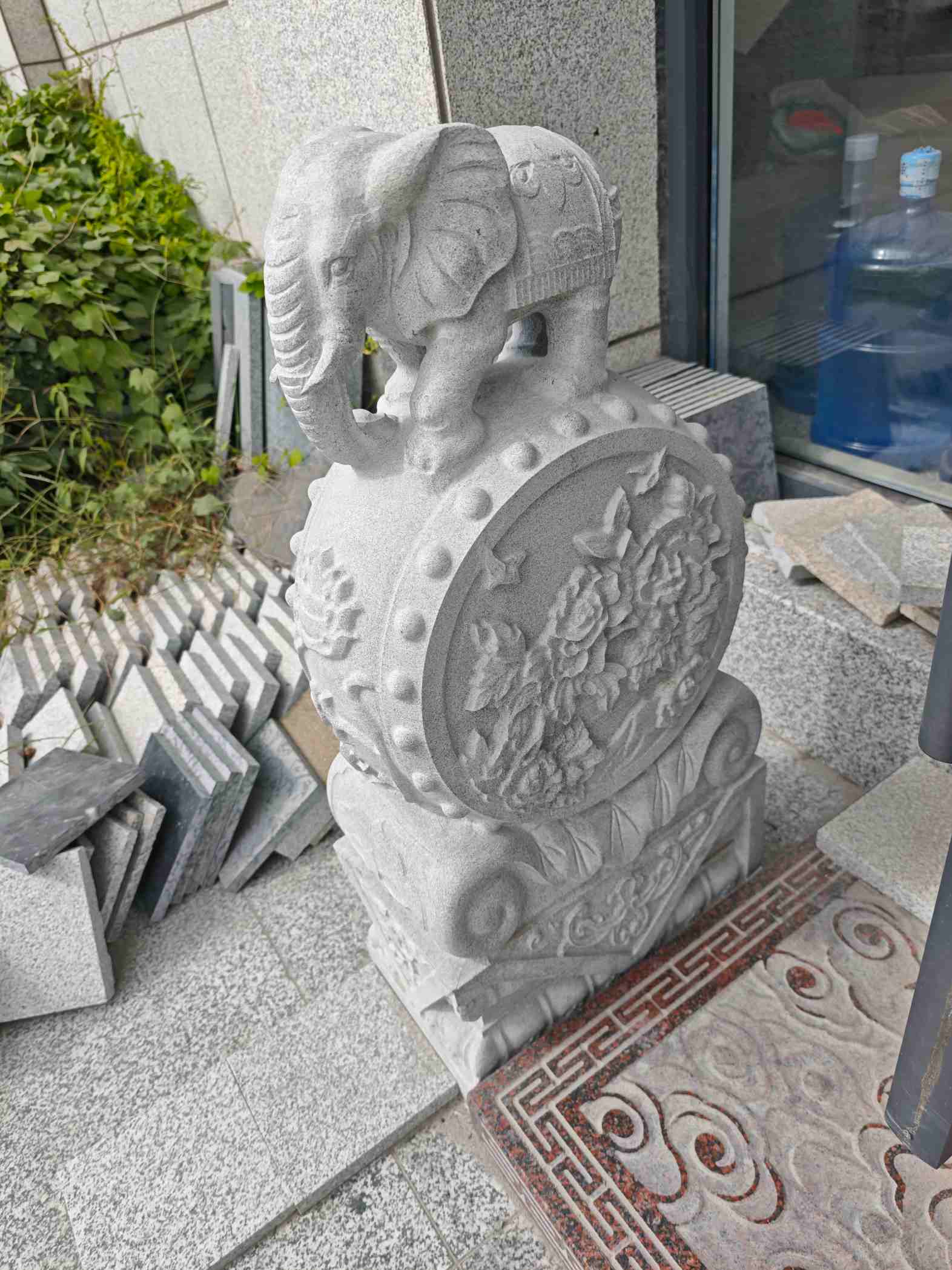 甘肃芝麻白抱鼓石 庭院抱鼓石